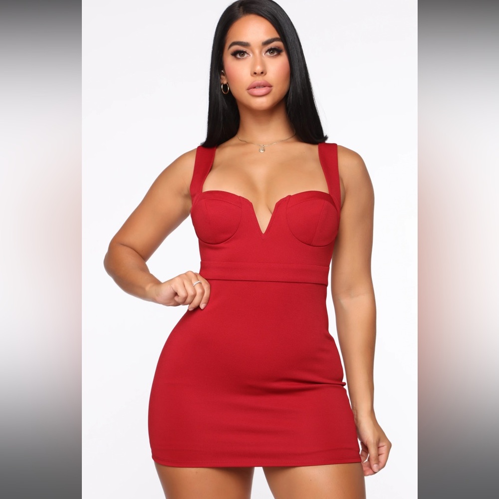 Fashion Nova 'You Know You Need Me' Dress in Burgundy Size S